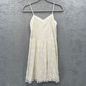 Babydoll Cream‎ Lace Spaghetti Strap Midi Dress Floral M Indie Sleaze Coquette